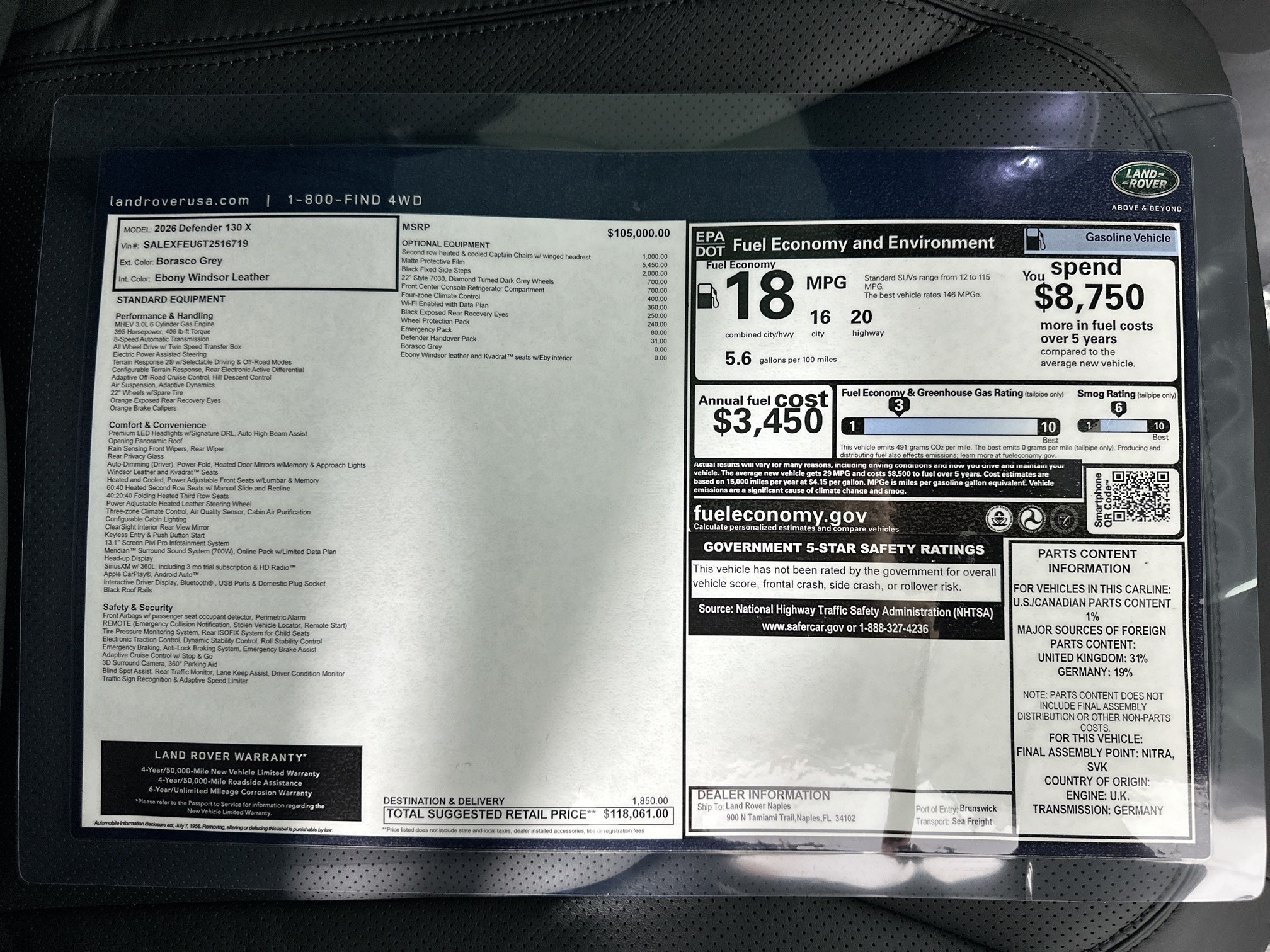 new 2026 Land Rover Defender 130 car, priced at $118,061