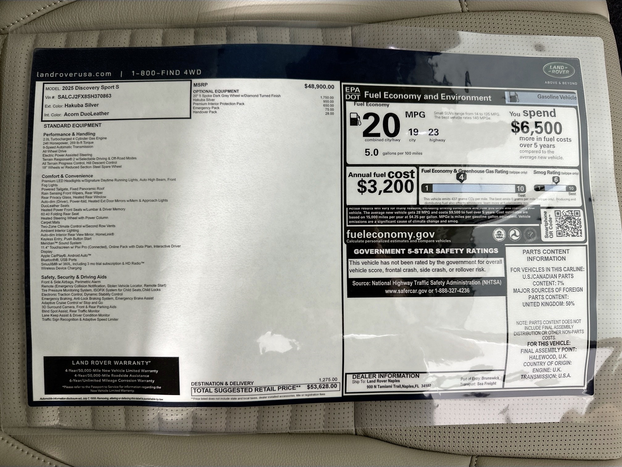 used 2025 Land Rover Discovery Sport car, priced at $53,628