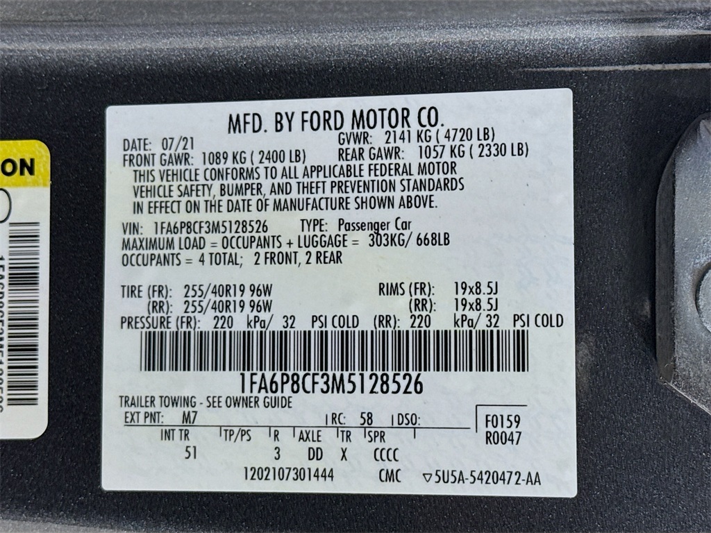 Photo of 2021 Ford Mustang GT Premium in Myrtle Beach, SC - 31,  2021 Ford Mustang GT Premium:3850H