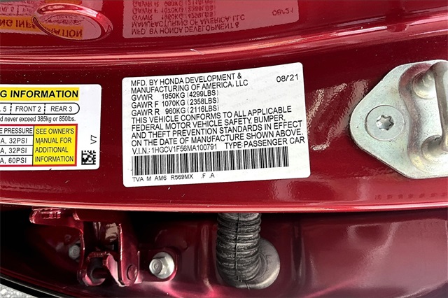 2021 Red Honda Accord Sedan EX-L FWD Sedan