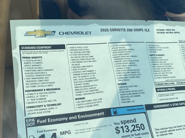 new 2025 Chevrolet Corvette car, priced at $134,800