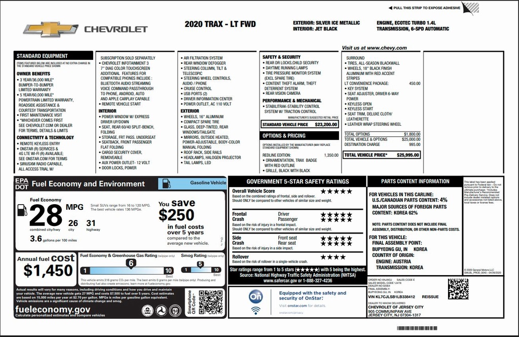used 2020 Chevrolet Trax car, priced at $16,600