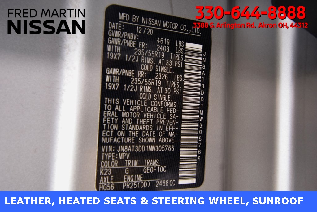 used 2021 Nissan Rogue car, priced at $20,500