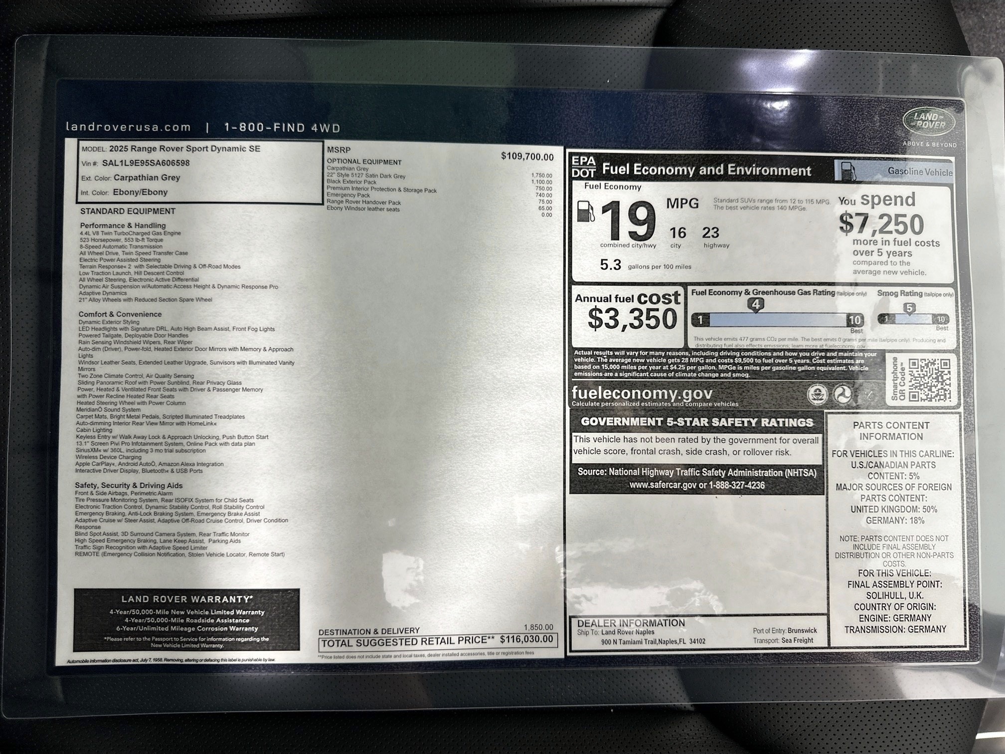 new 2025 Land Rover Range Rover Sport car, priced at $184,025