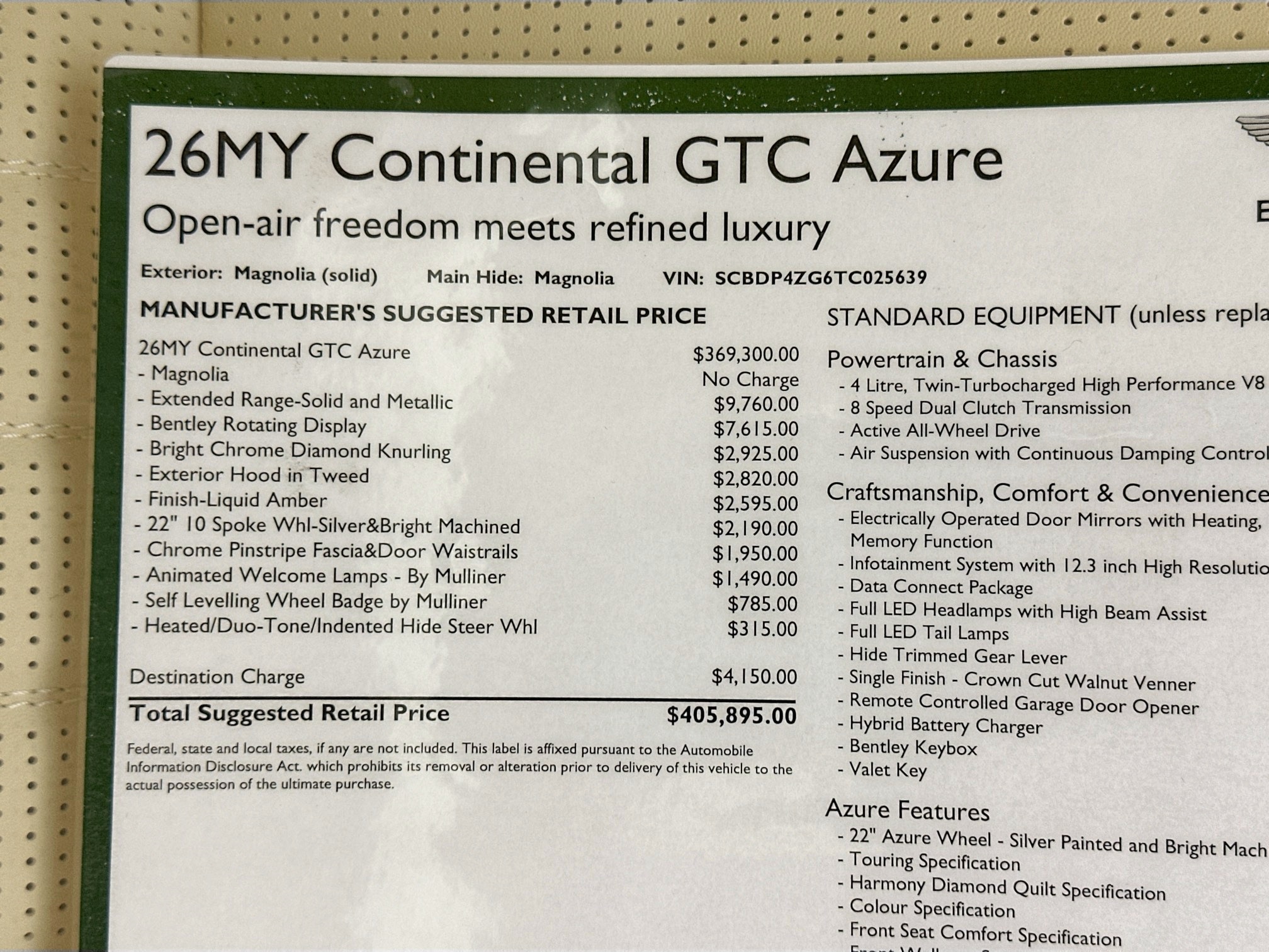new 2026 Bentley Continental GTC car