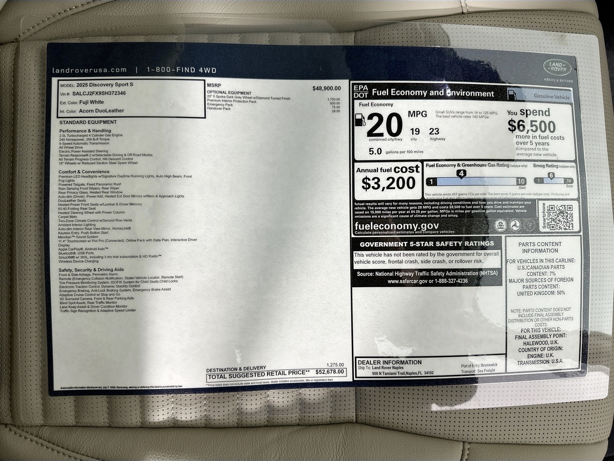 new 2025 Land Rover Discovery Sport car, priced at $52,678