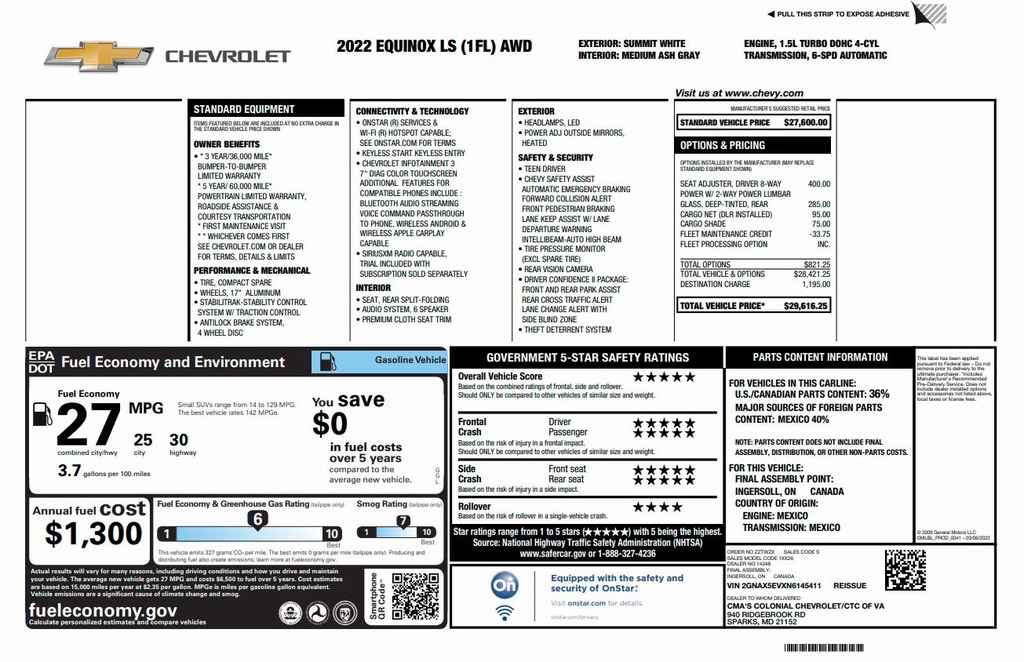 used 2022 Chevrolet Equinox car, priced at $18,000
