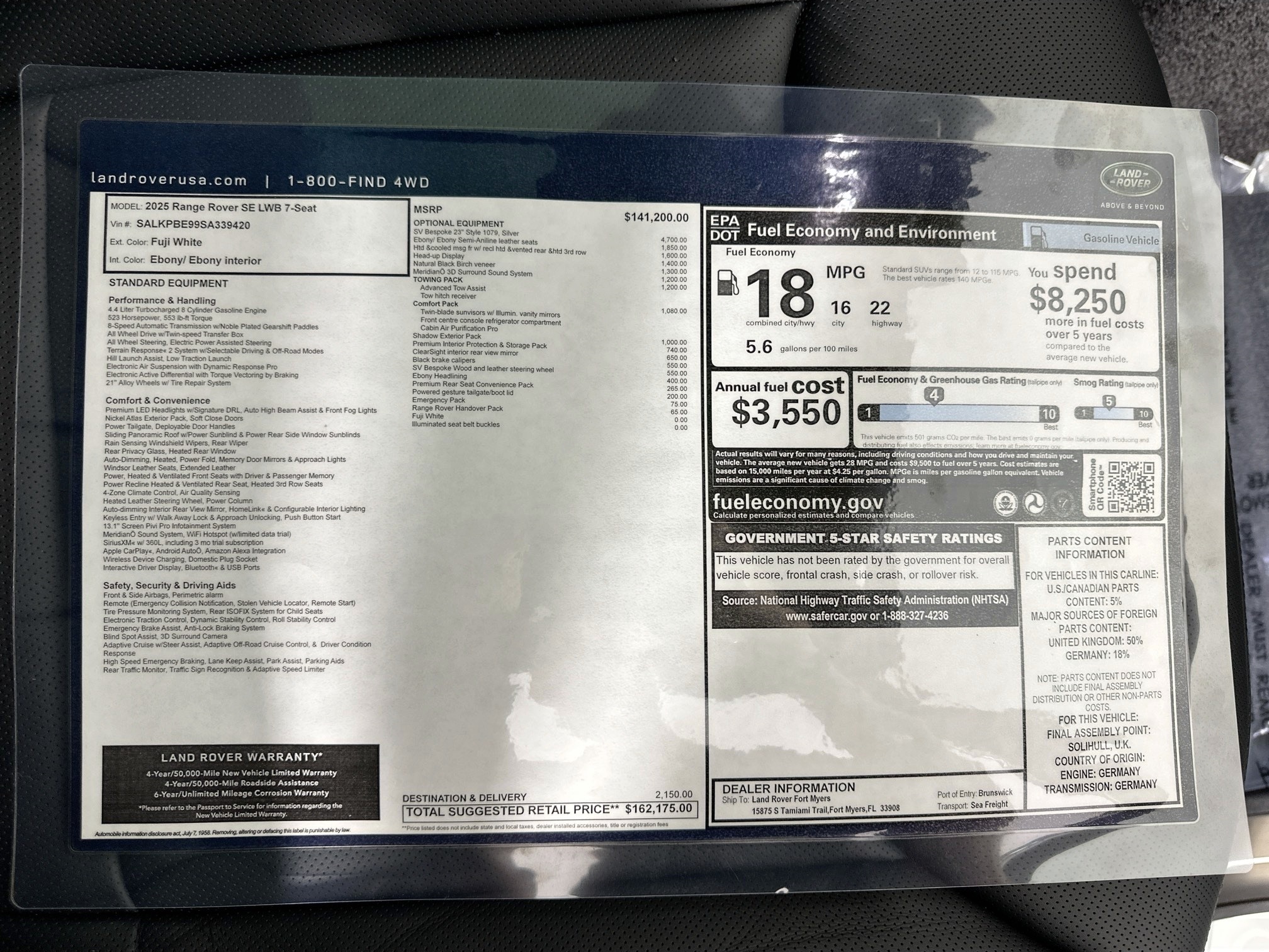 new 2025 Land Rover Range Rover car, priced at $162,175