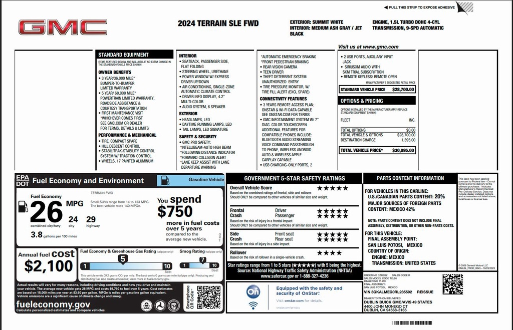 used 2024 GMC Terrain car, priced at $21,200