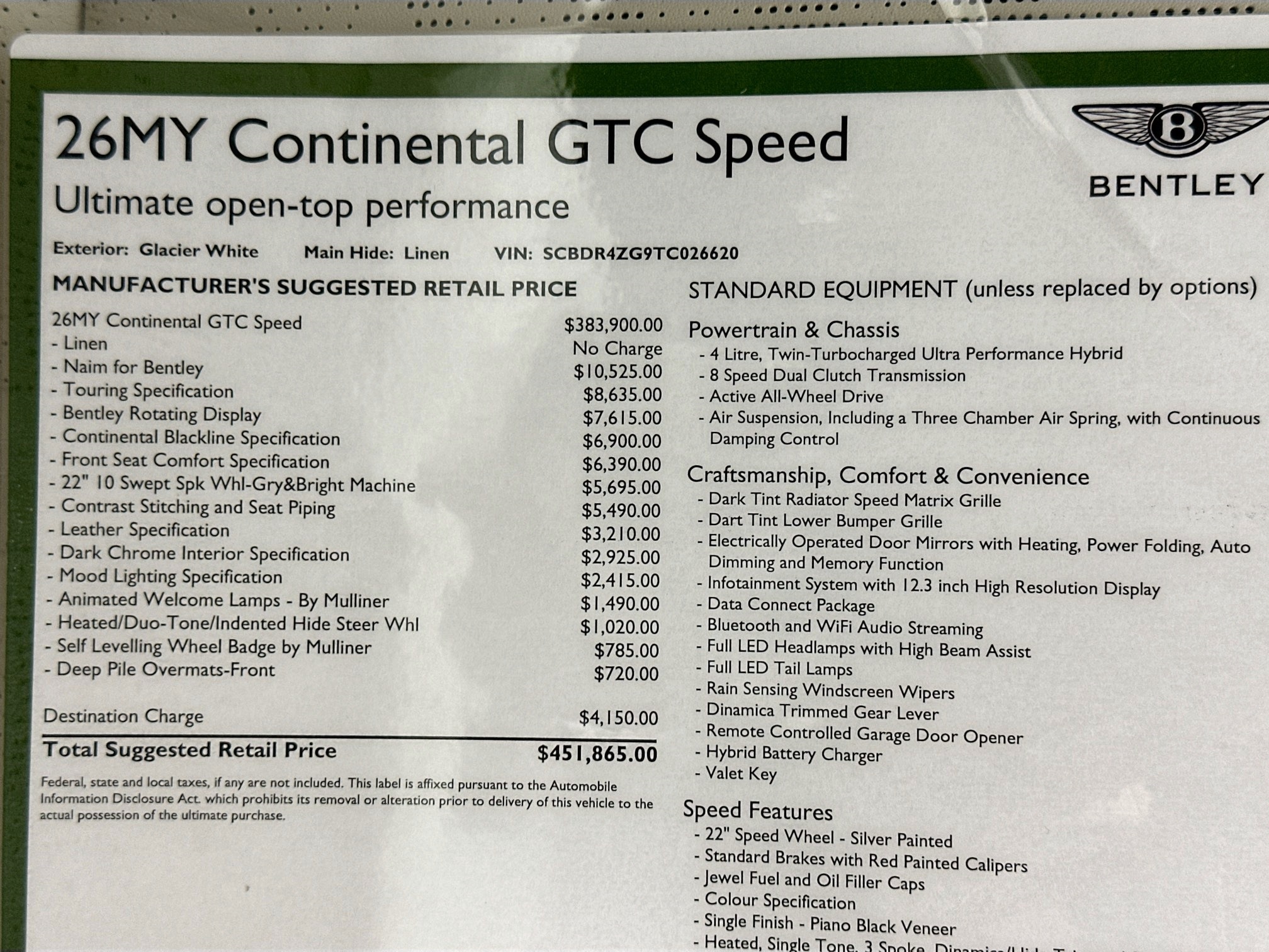 new 2026 Bentley Continental GTC car