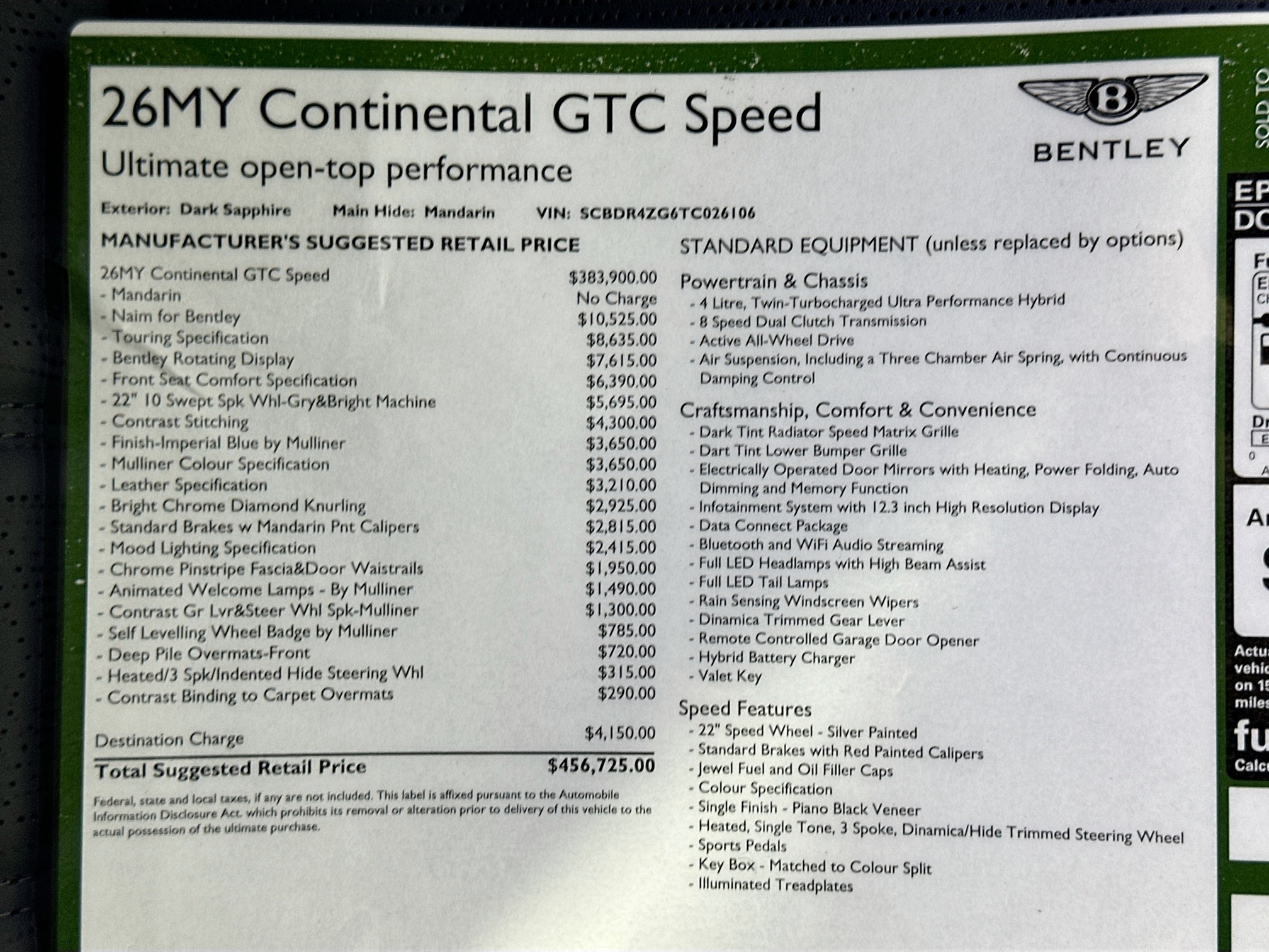 new 2026 Bentley Continental GTC car