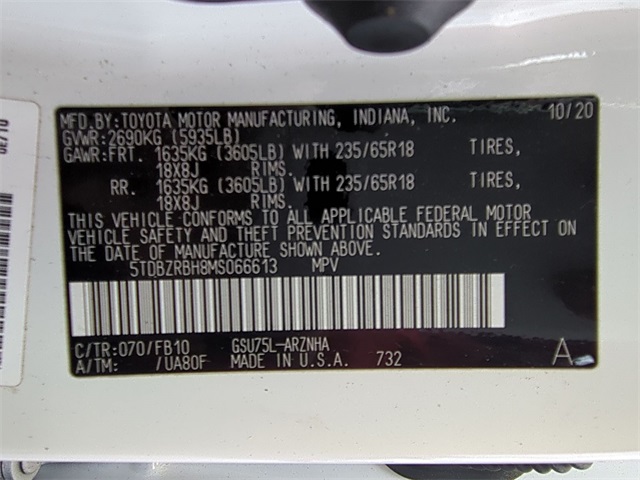 used 2021 Toyota Highlander car, priced at $22,911