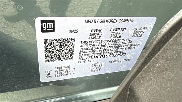 new 2025 Chevrolet Trax car, priced at $25,485