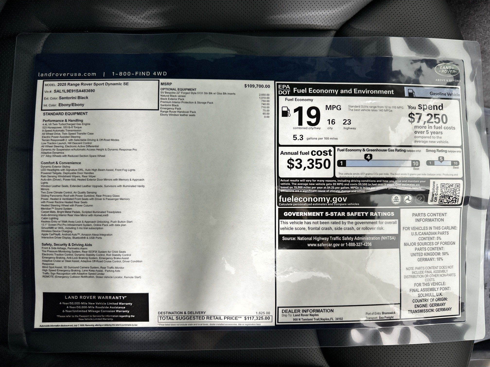 used 2025 Land Rover Range Rover Sport car, priced at $117,325