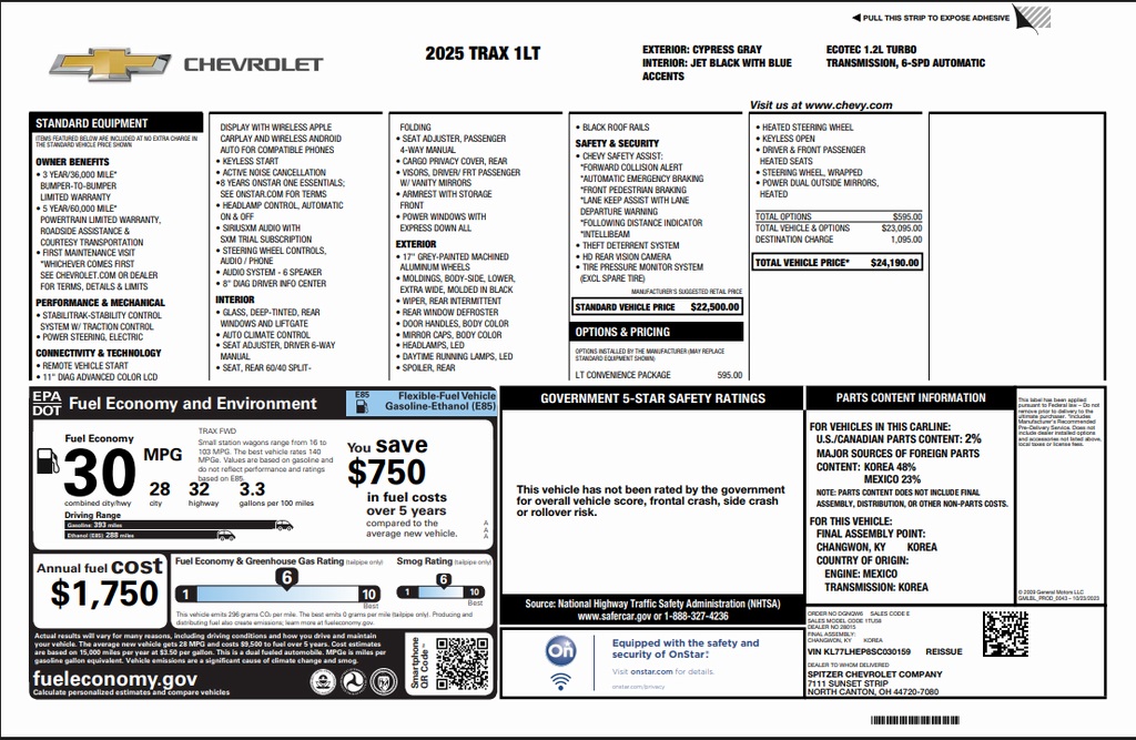 used 2025 Chevrolet Trax car, priced at $23,600