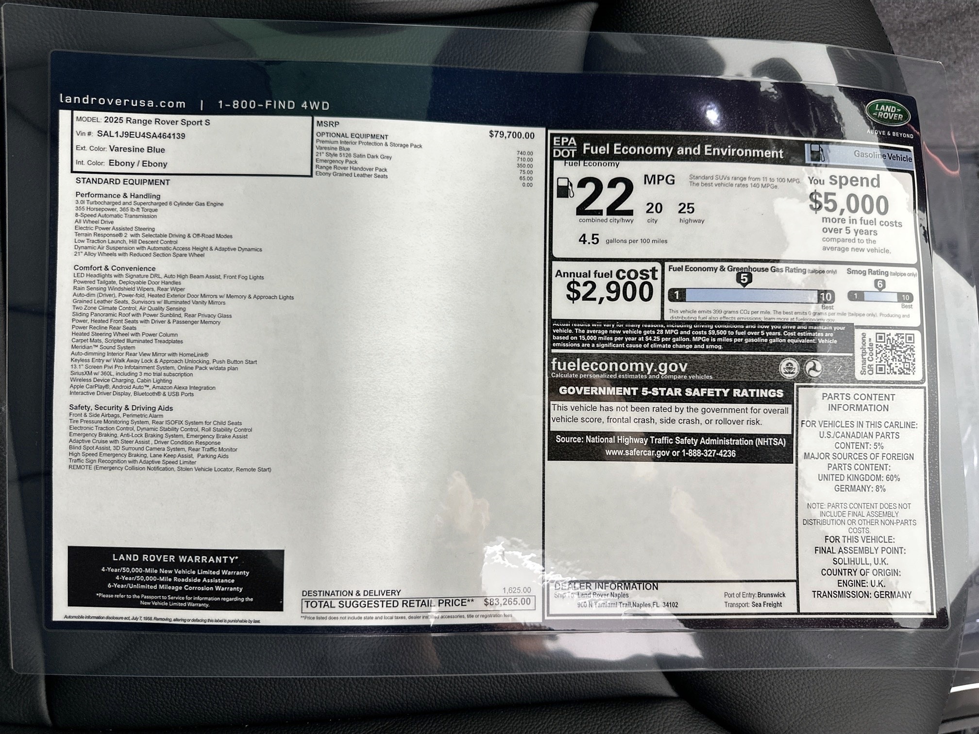 used 2025 Land Rover Range Rover Sport car, priced at $83,265