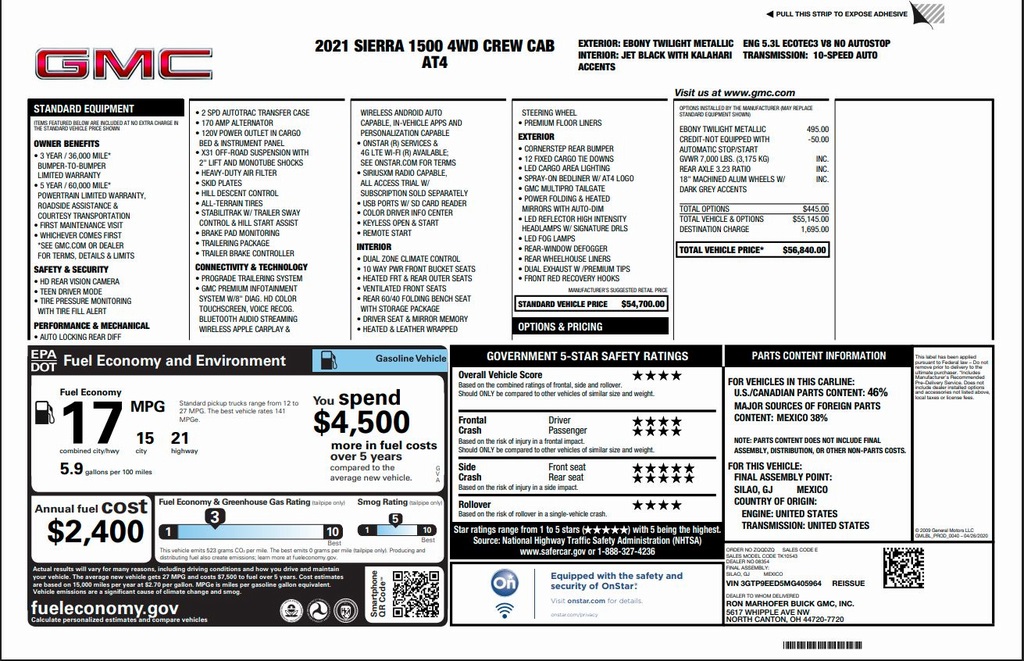 used 2021 GMC Sierra 1500 car, priced at $41,000