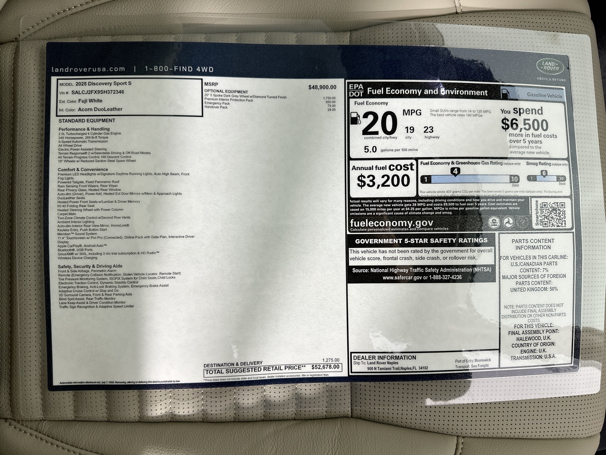 new 2025 Land Rover Discovery Sport car, priced at $52,678