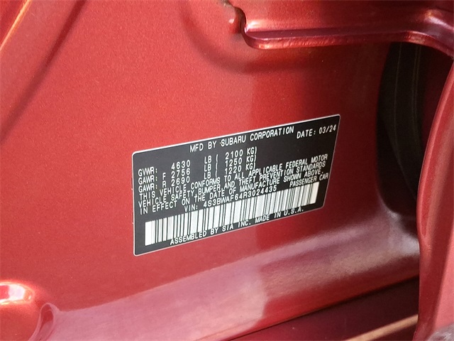 used 2024 Subaru Legacy car, priced at $26,998