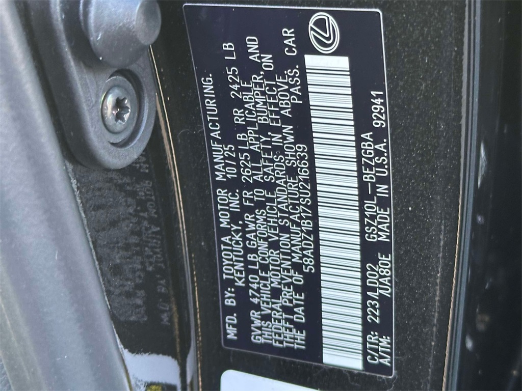 new 2025 Lexus ES car, priced at $49,510