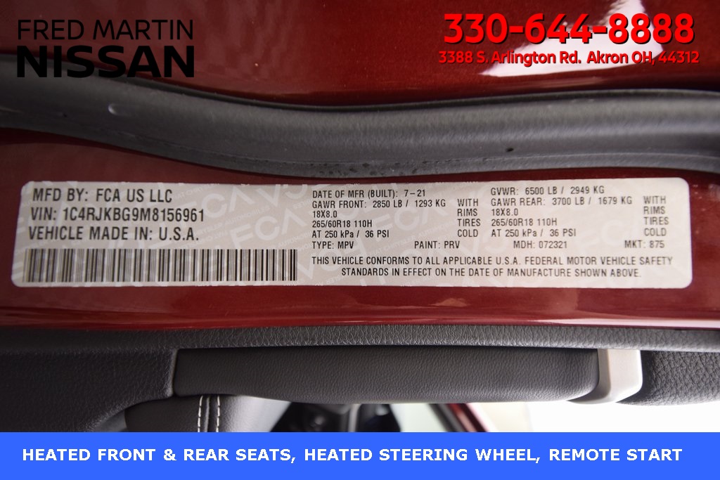 used 2021 Jeep Grand Cherokee L car, priced at $32,000