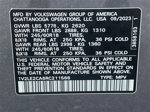 used 2024 Volkswagen Atlas Cross Sport car, priced at $32,411