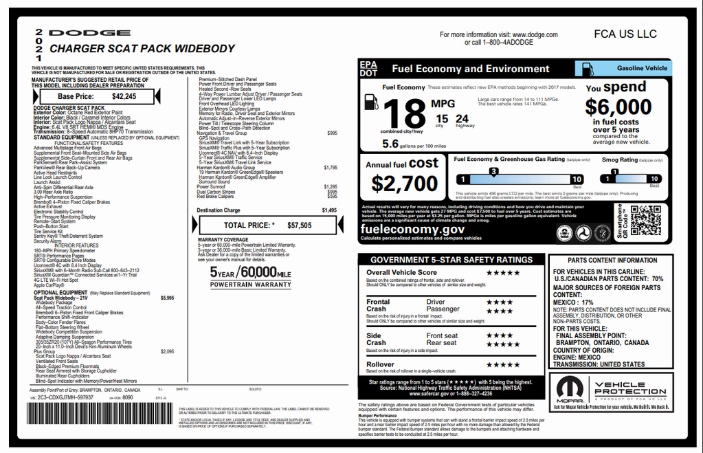 used 2021 Dodge Charger car, priced at $51,000