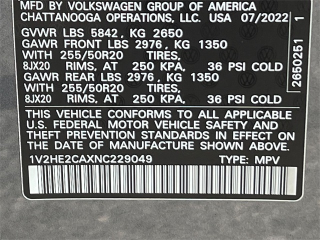 used 2022 Volkswagen Atlas Cross Sport car, priced at $23,811