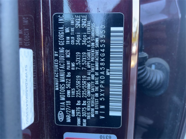 used 2019 Kia Sorento car, priced at $19,911