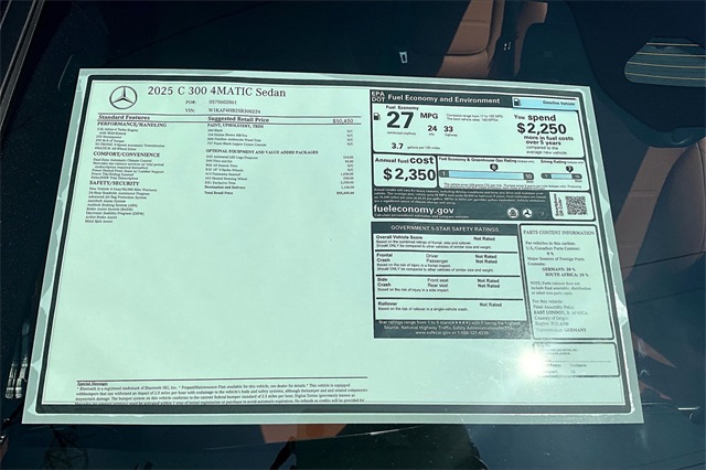 new 2025 Mercedes-Benz C-Class car, priced at $55,445