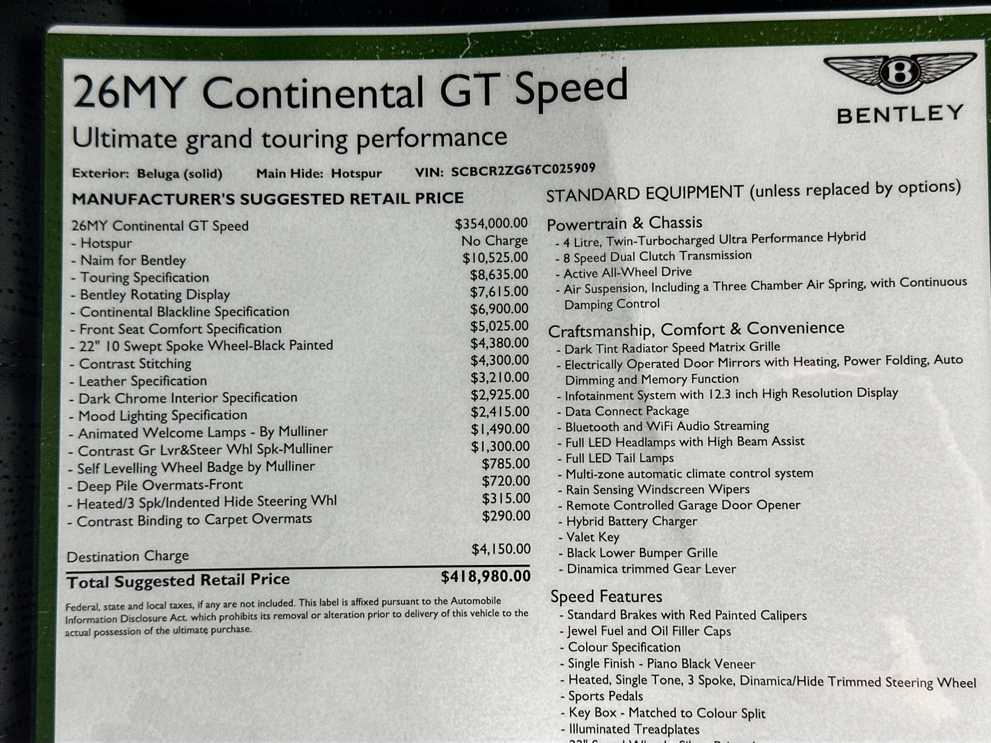 new 2026 Bentley Continental GT car