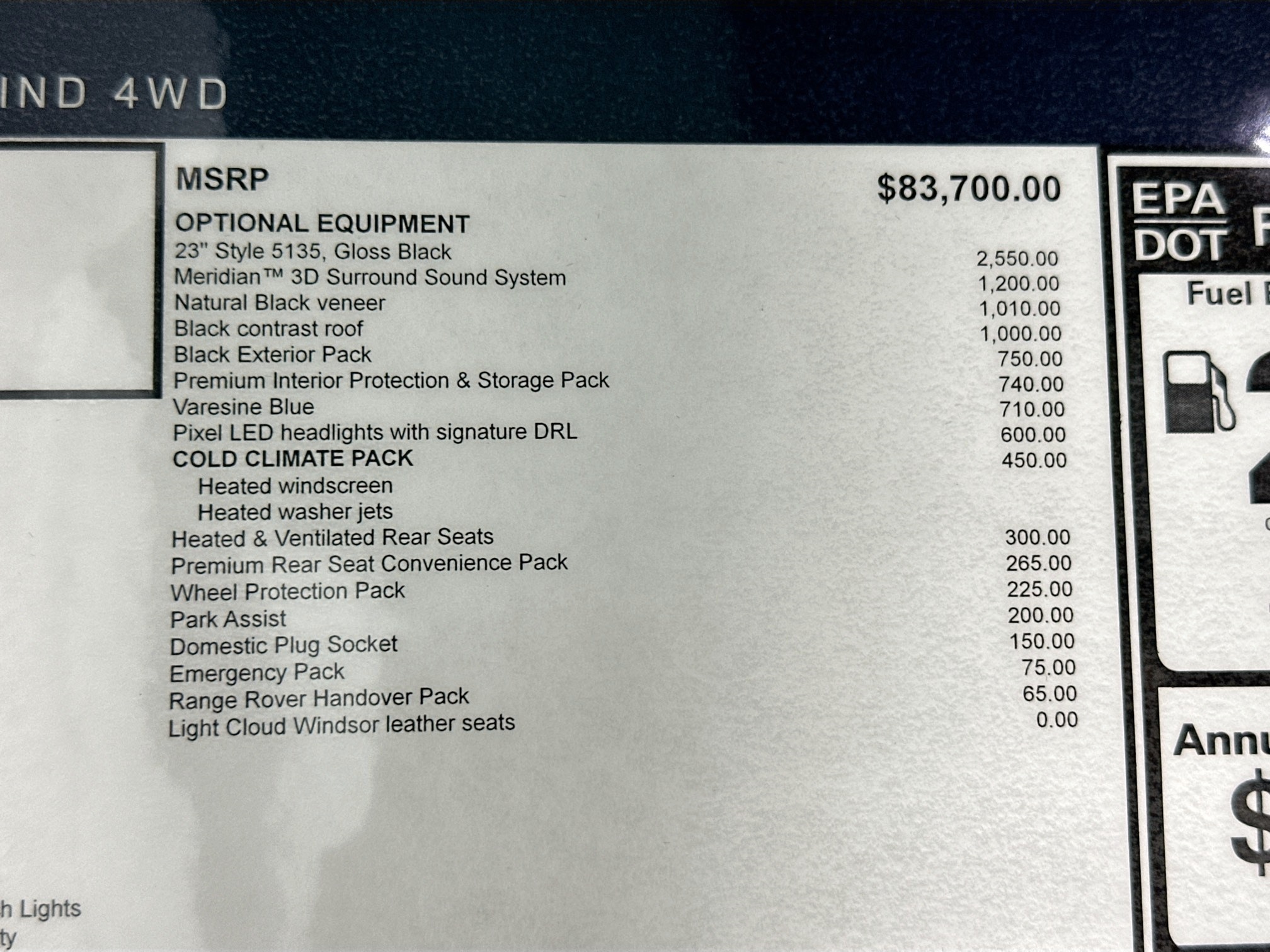 new 2025 Land Rover Range Rover Sport car, priced at $95,840
