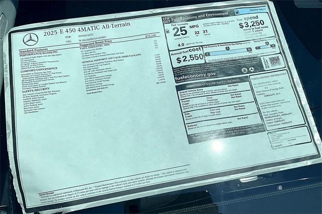 new 2025 Mercedes-Benz E-Class car, priced at $87,170