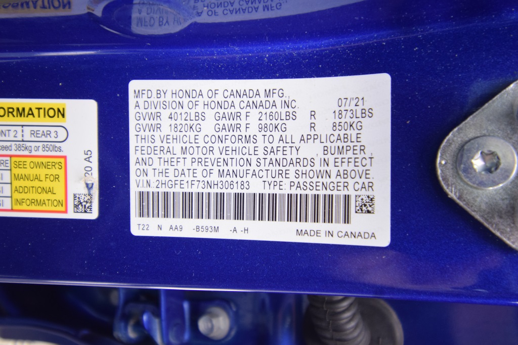 used 2022 Honda Civic car, priced at $25,500