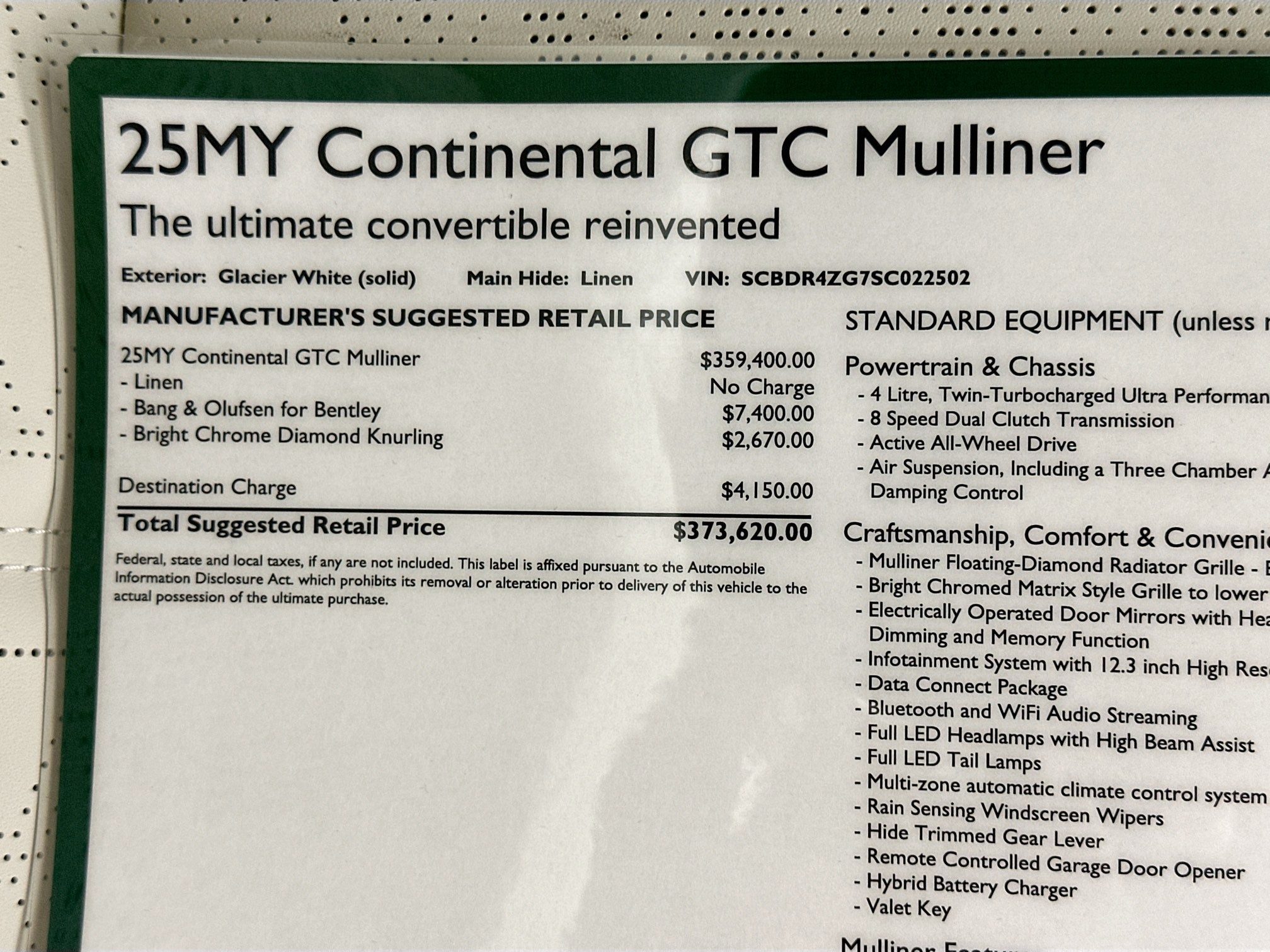 new 2025 Bentley Continental GTC car