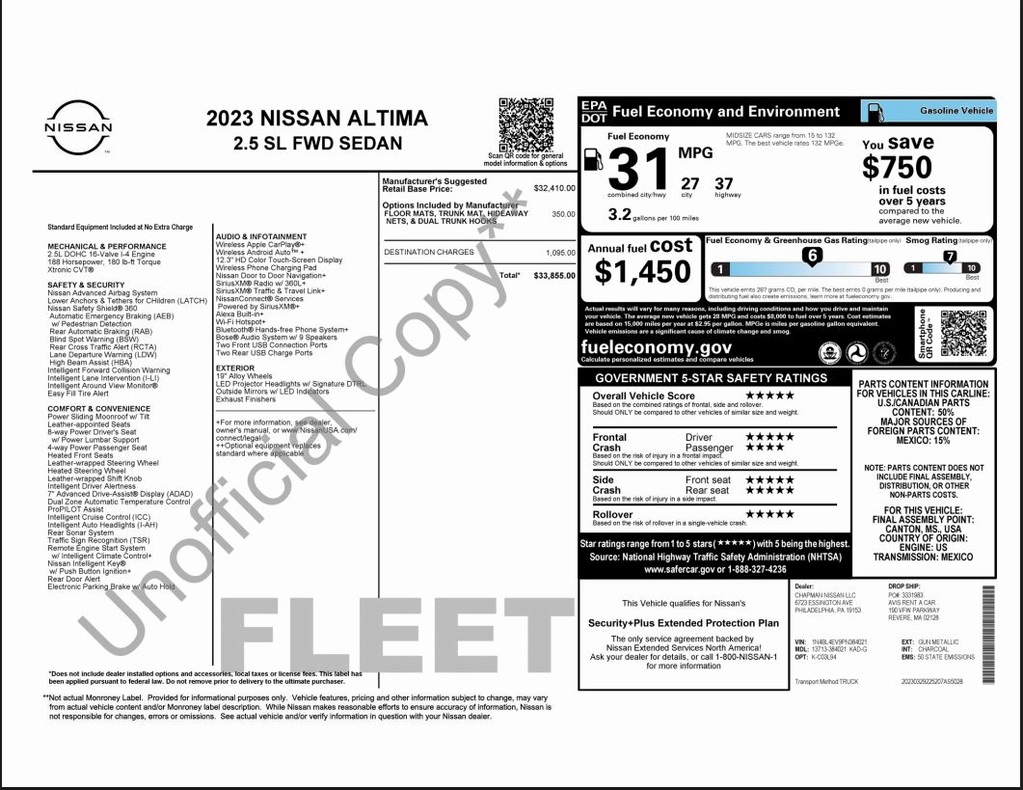 used 2023 Nissan Altima car, priced at $20,700