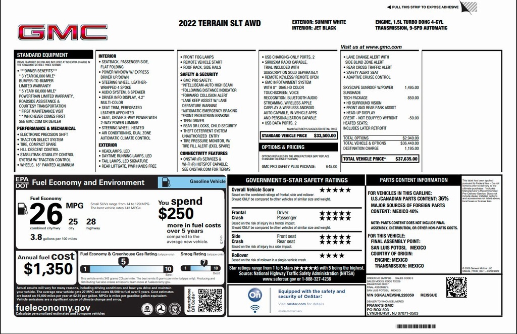 used 2022 GMC Terrain car, priced at $22,900