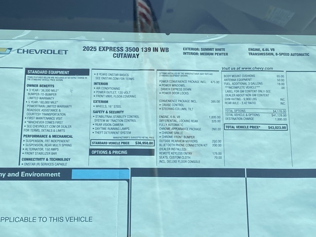 new 2025 Chevrolet Express 3500 car, priced at $56,248