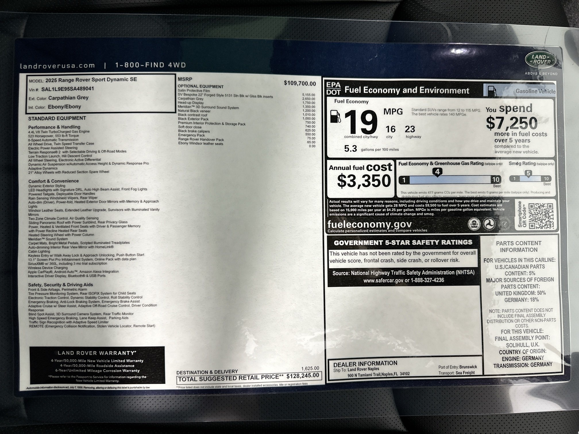 new 2025 Land Rover Range Rover Sport car, priced at $128,245