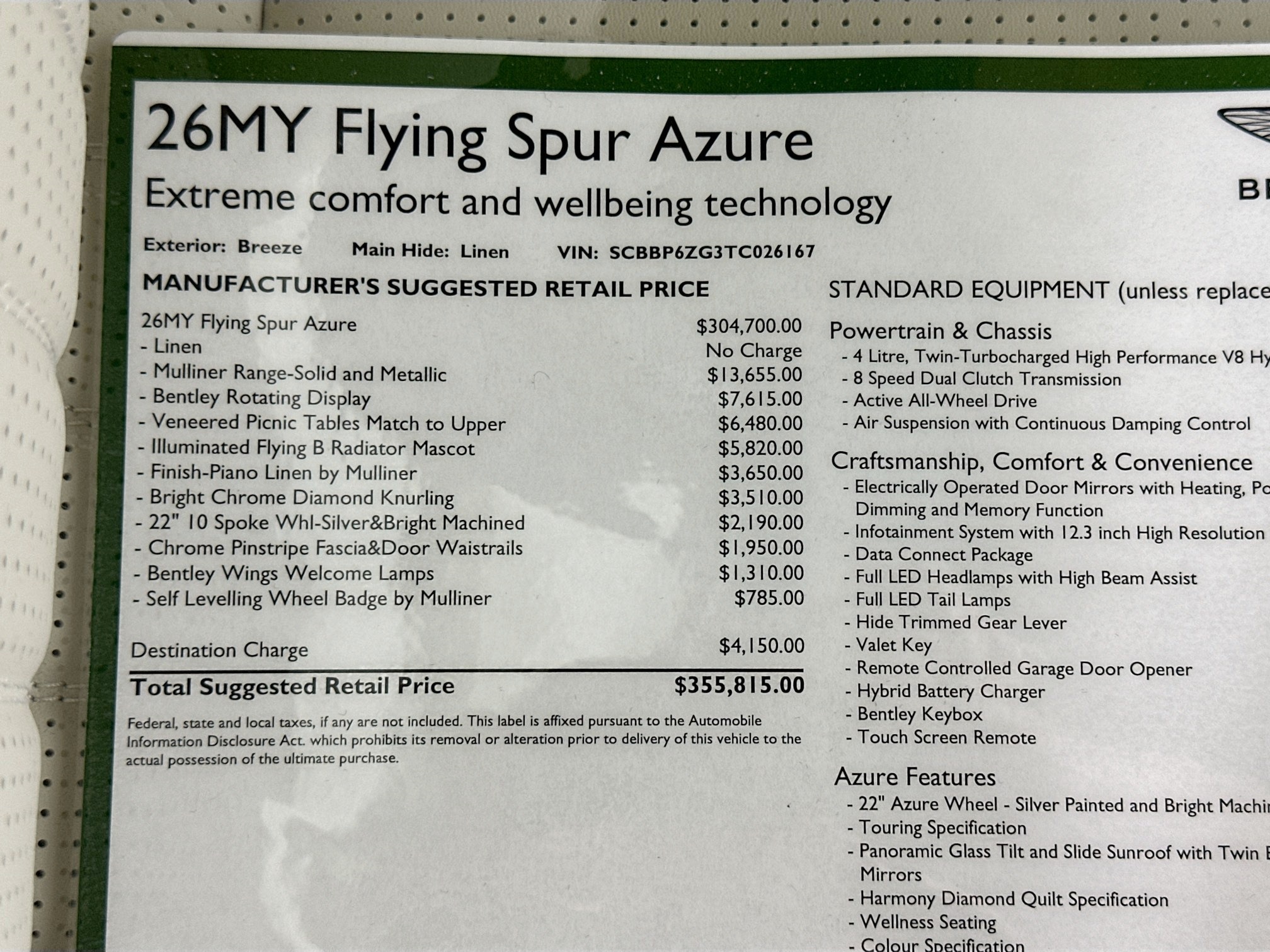 new 2026 Bentley Flying Spur car