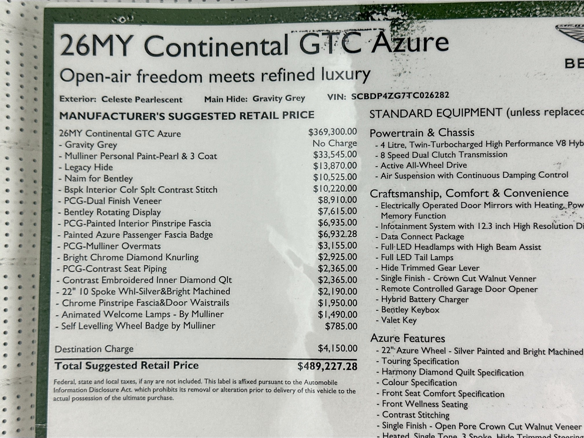 new 2026 Bentley Continental GTC car