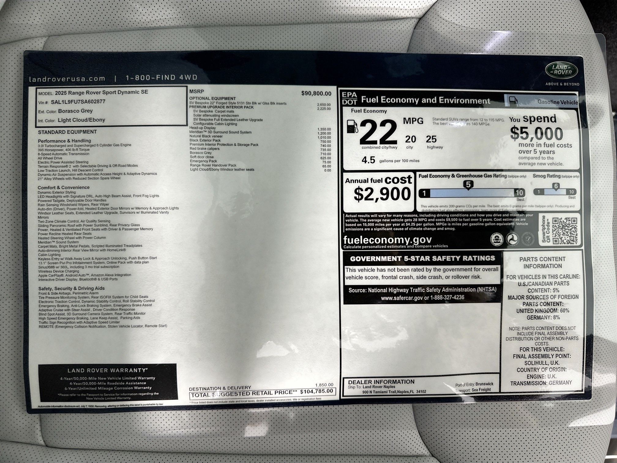 new 2025 Land Rover Range Rover Sport car, priced at $104,785