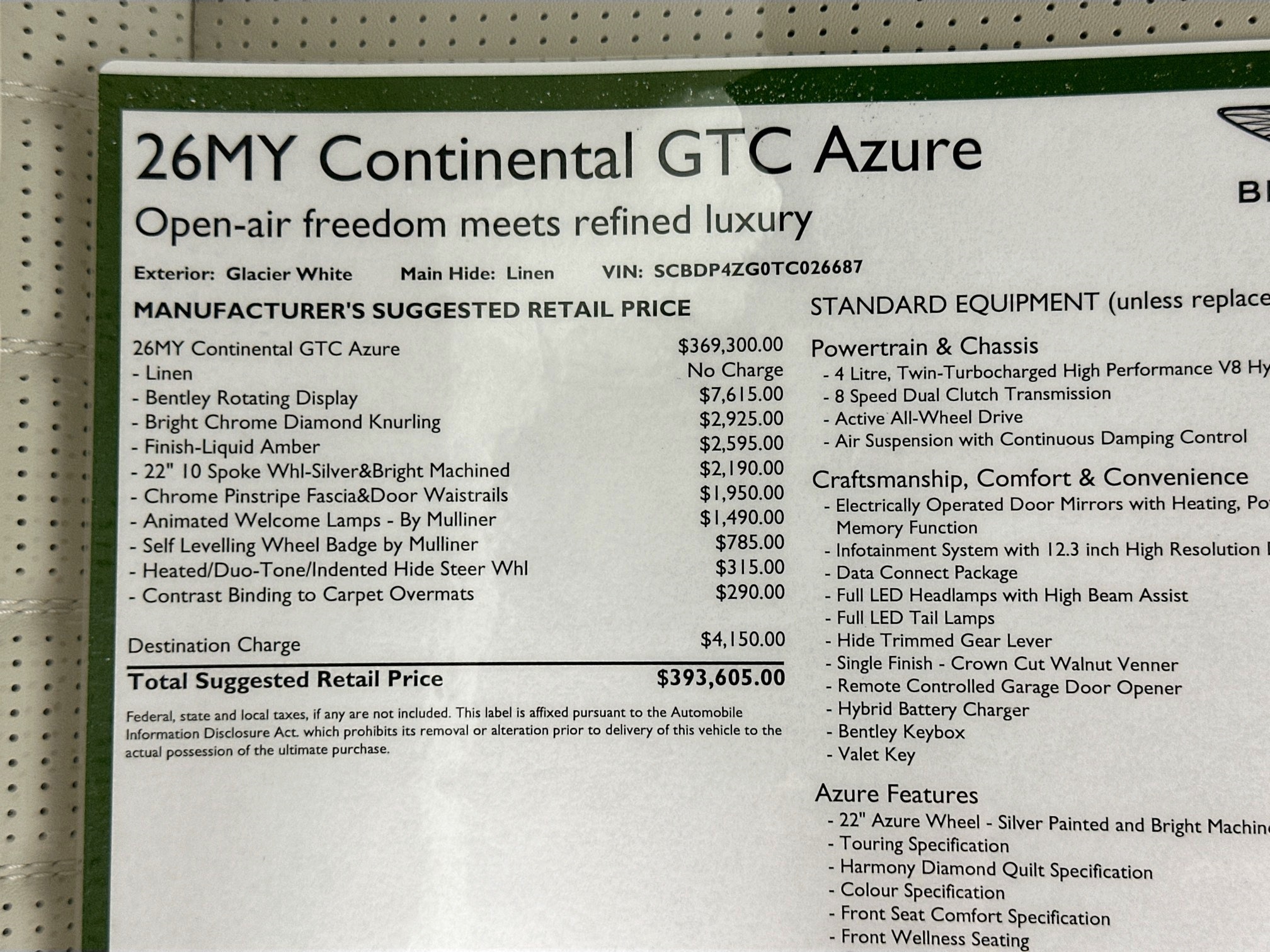 new 2026 Bentley Continental GTC car