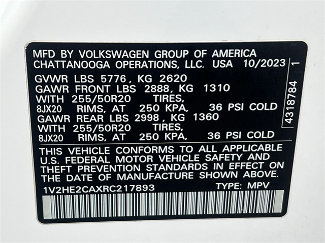 used 2024 Volkswagen Atlas Cross Sport car, priced at $29,911