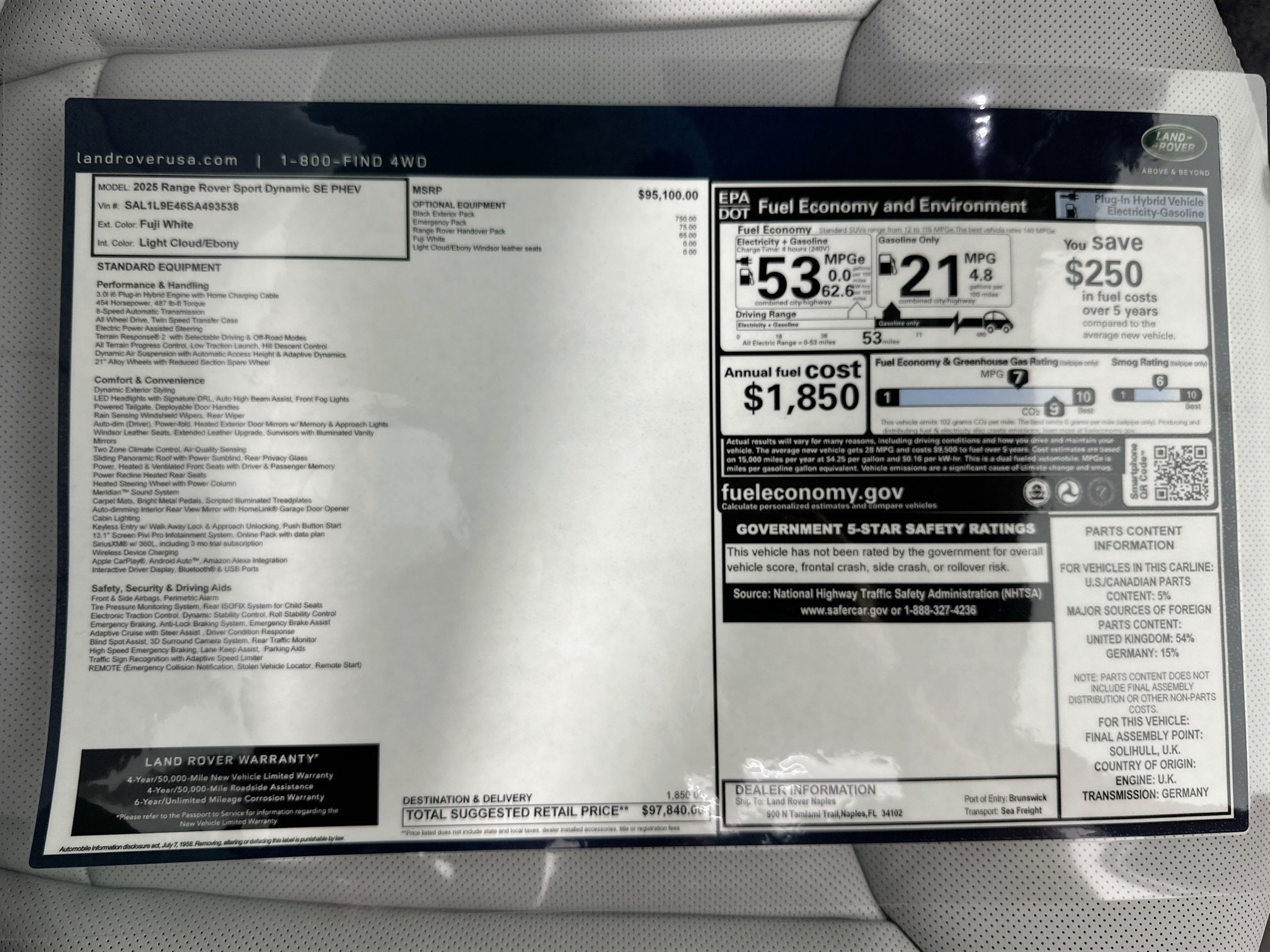 new 2025 Land Rover Range Rover Sport Plug-in Hybrid car, priced at $97,840