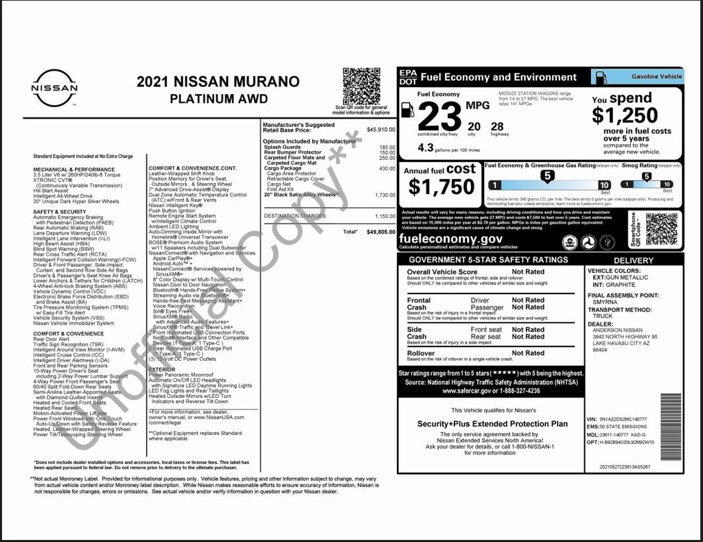 used 2021 Nissan Murano car, priced at $21,600