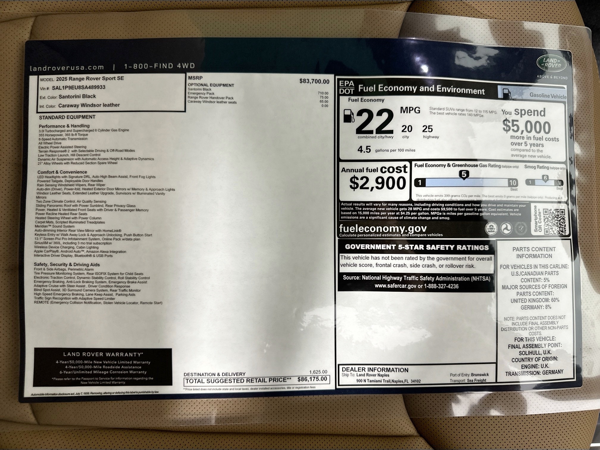 used 2025 Land Rover Range Rover Sport car, priced at $86,175
