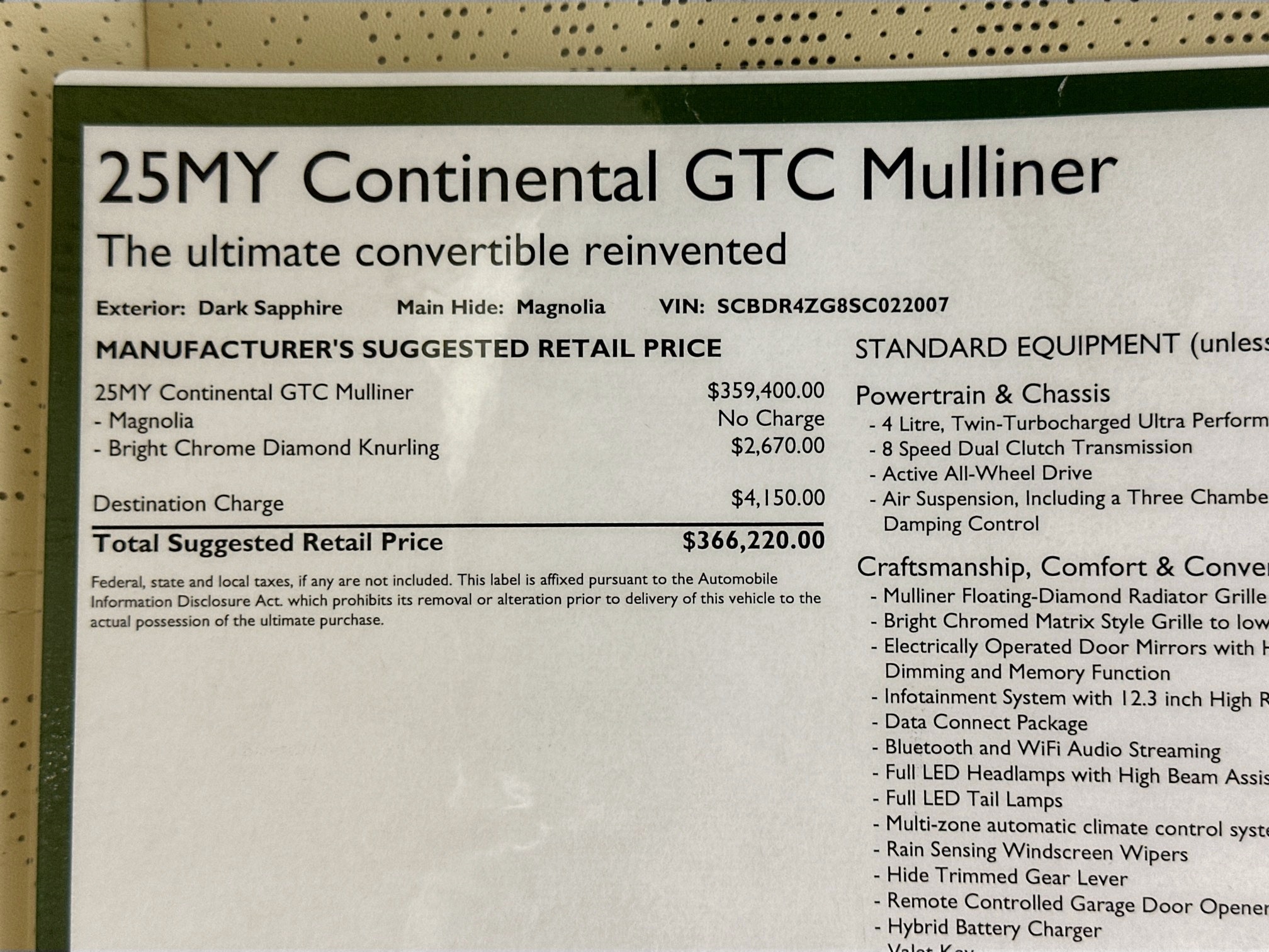 new 2025 Bentley Continental GTC car