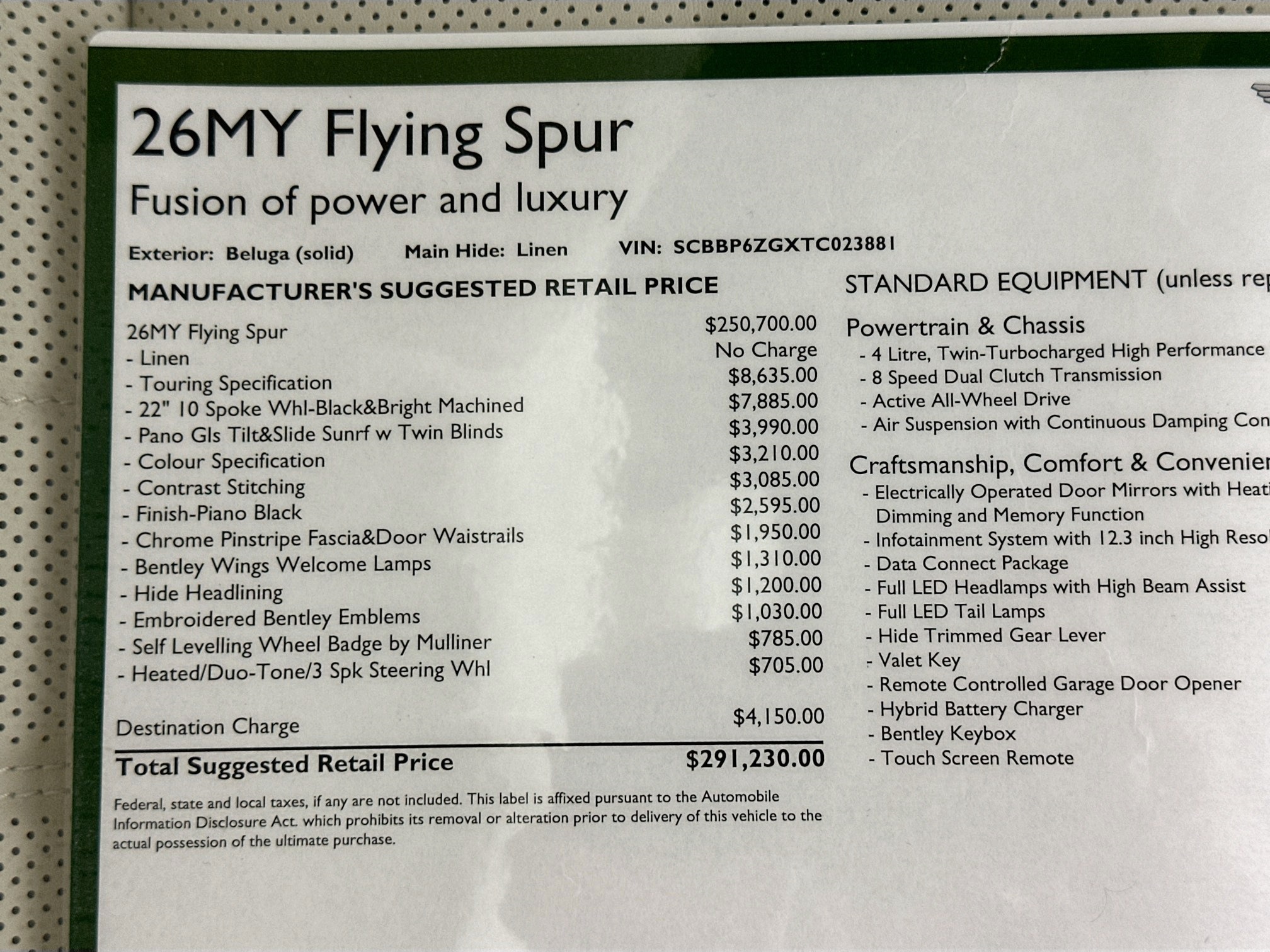 new 2026 Bentley Flying Spur car