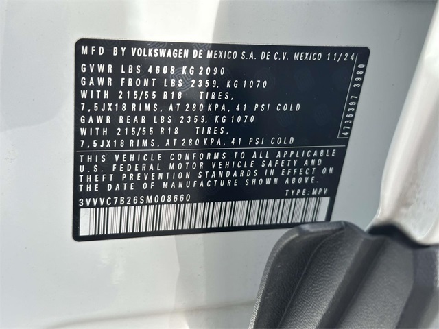 new 2025 Volkswagen Taos car, priced at $32,921